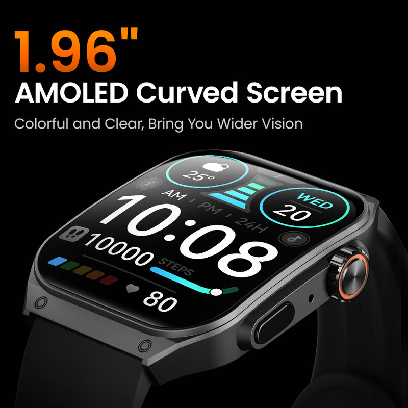 HAYLOU Watch S8 Smartwatch 1.96 ''AMOLED Tela Curva BT5.3 Bluetooth Chamada AI Voice Assistant 20 Dias Relógios Inteligentes para Homens