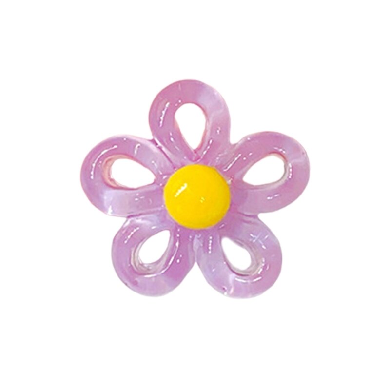 E15E Resin Flower Bead for DIY Jewelry Making Crystal Hollow Flower Bead with Hole DIY Jewelry Making Handmade Earring