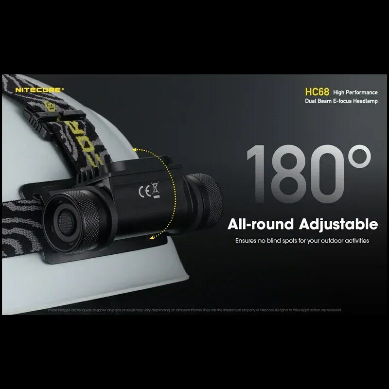 Nitecore-充電式LEDヘッドランプc68,2000ルーメン,補助光,ランタイム,800時間,プロジェクターnl1835hpバッテリー