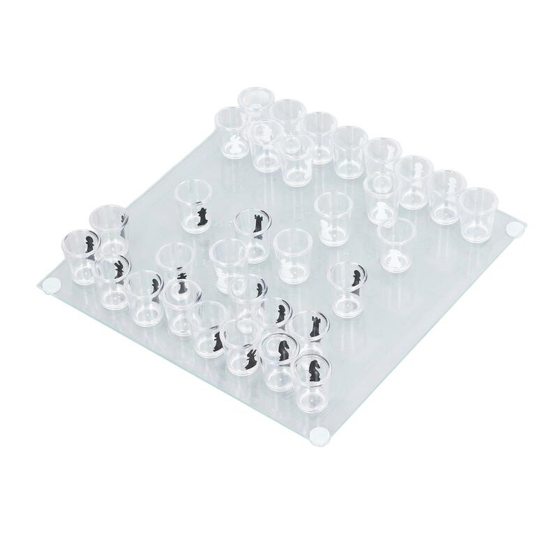 Chess Set Shot Glass Game - Funny Gift - Durable Clear Drinking Party Set - Ideal for Promotions