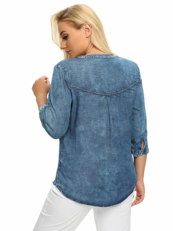 Chemise en coton tissé pour femme potelée, chemise en jean, mode de printemps élégante, grande taille