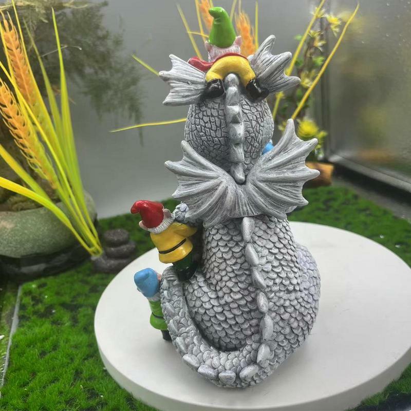 Dragon Gnome Statues Resin Dragon Figurines Animal Garden Statues Outdoor Statue Gnome Garden Decor Spring Decorations For Lawn