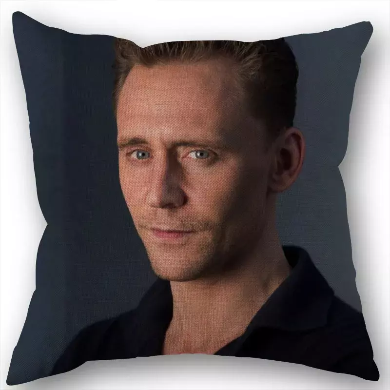 Tom Hiddleston-funda de almohada de tela de lino y algodón, cubierta cuadrada con cremallera para decoración del hogar y boda, 45x45cm, no se decolora, 1210