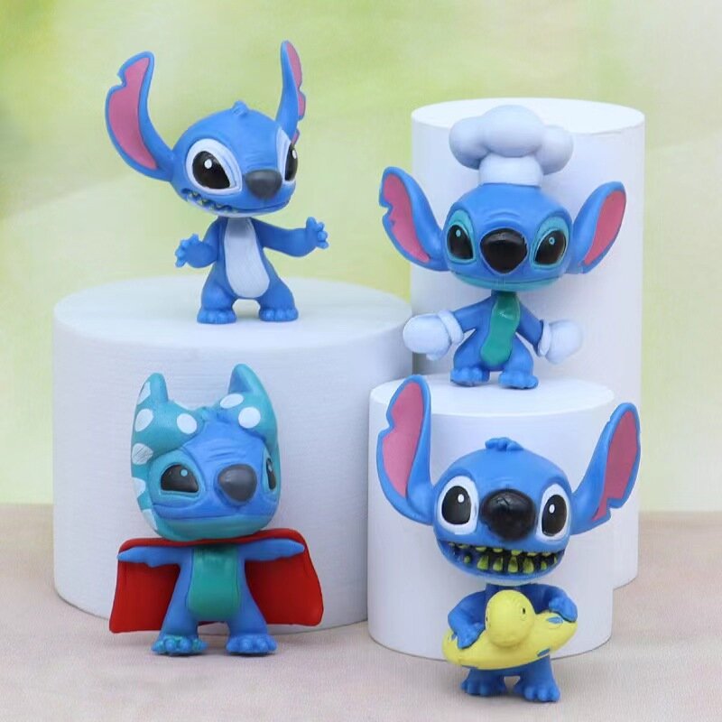 Figuras de acción de Disney Mini Stitch para niños, 10 piezas, colgante, muñeca de dibujos animados, suministro de decoración para fiestas, regalos de cumpleaños