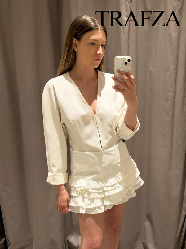 Женская винтажная мини-юбка с высокой талией и оборками, Y2K