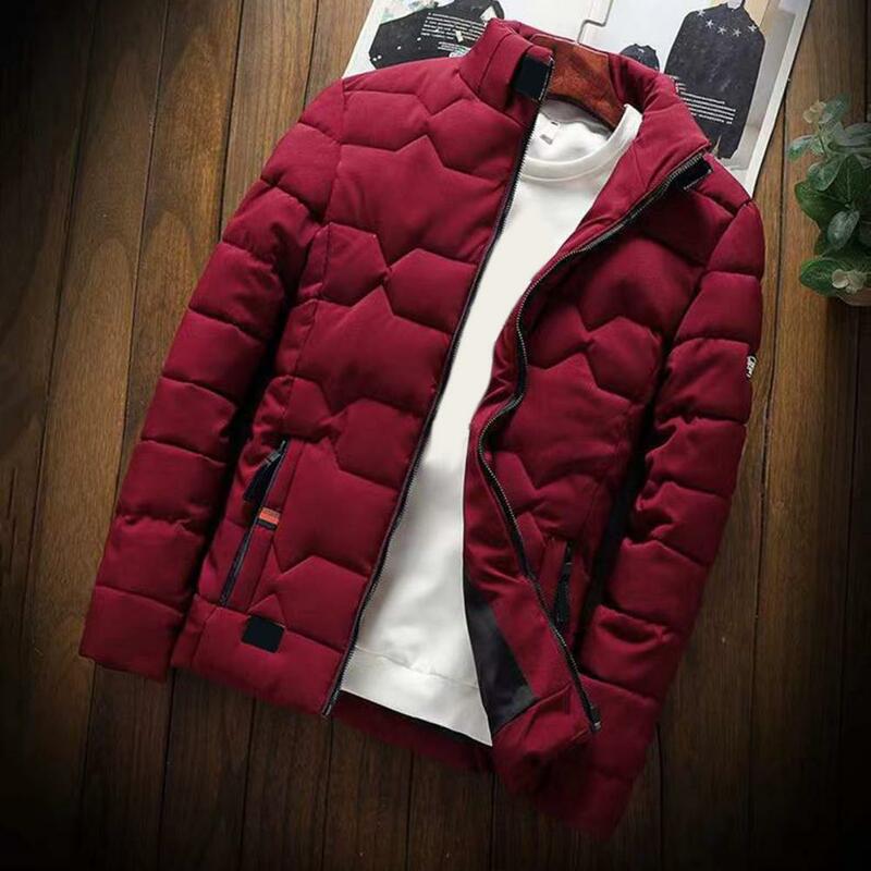 Men Parka Slim Fit Outwear Autumn Winter with Pockets Zipper Closure Stand Collar Thick Waterproof WarmCoat erkek mont