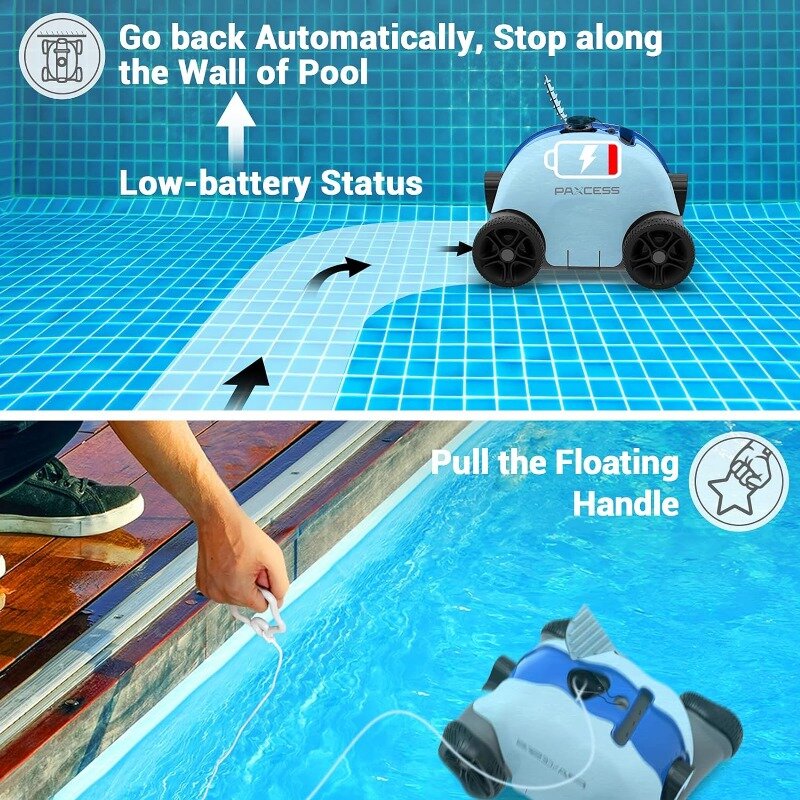 Vácuo de piscina automático com fio robótico, limpeza poderosa com motores de acionamento duplo, IPX8 impermeável para acima e no solo