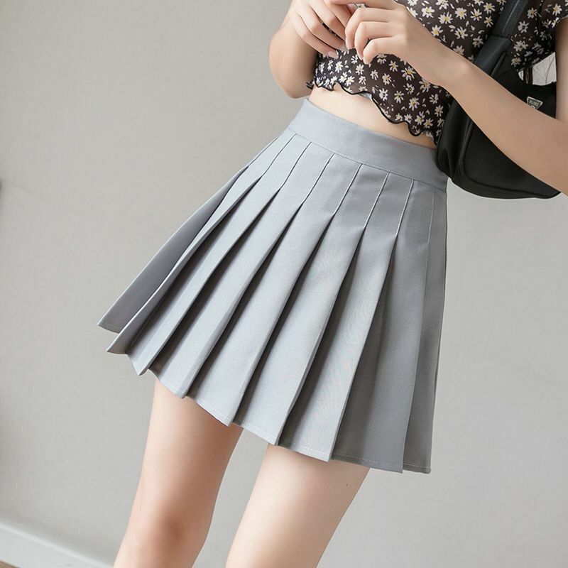 Женская плиссированная юбка с высокой талией y2k, летняя повседневная Милая трапециевидная клетчатая черная теннисная японская школьная форма, мини-юбки для девочек