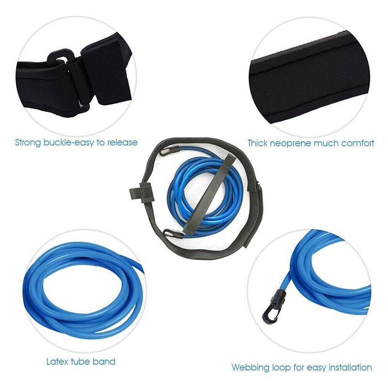 Tubos de látex para Entrenamiento de natación, cuerda de seguridad para Entrenamiento de natación, cinturón elástico de resistencia, ejercitador de piscina ajustable