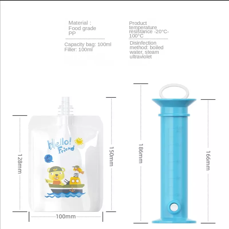 Peralatan penyimpan makanan bayi, Set Dispenser Pengisi makanan buah segar untuk bayi