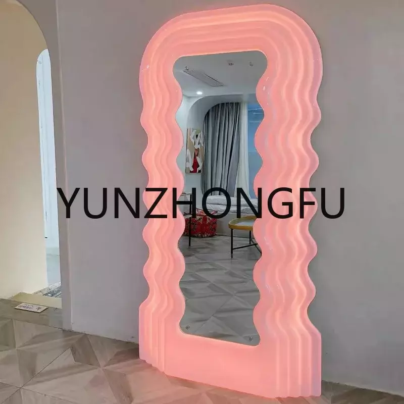 Ganzkörper koreanischen Stil Spiegel mit Lichtern Schlafzimmer gewellte Mädchen Zimmer LED Spiegel niedlichen intelligenten Design Lustro Haus Dekoration gxr35xp