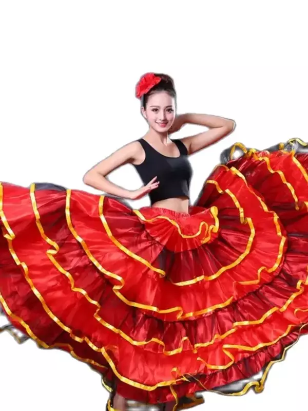1 pz/lotto moda donna danza del ventre gonna lunga spagnola gonna flamenco donna