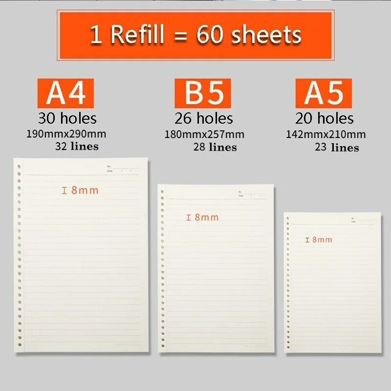 Replaceable Refill Loose Leaf Notebook A4 A5 B5 Binder Planner 6 Styles Available Office School Supplies Stationery Accessories