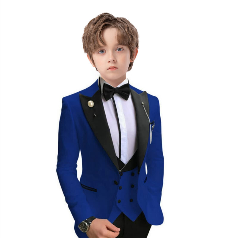 SAROULU | Популярные Детские костюмы с заостренными лацканами, смокинг, комплект из 3 предметов, классический черный костюм с воротником для мальчиков от 3 до 14 лет