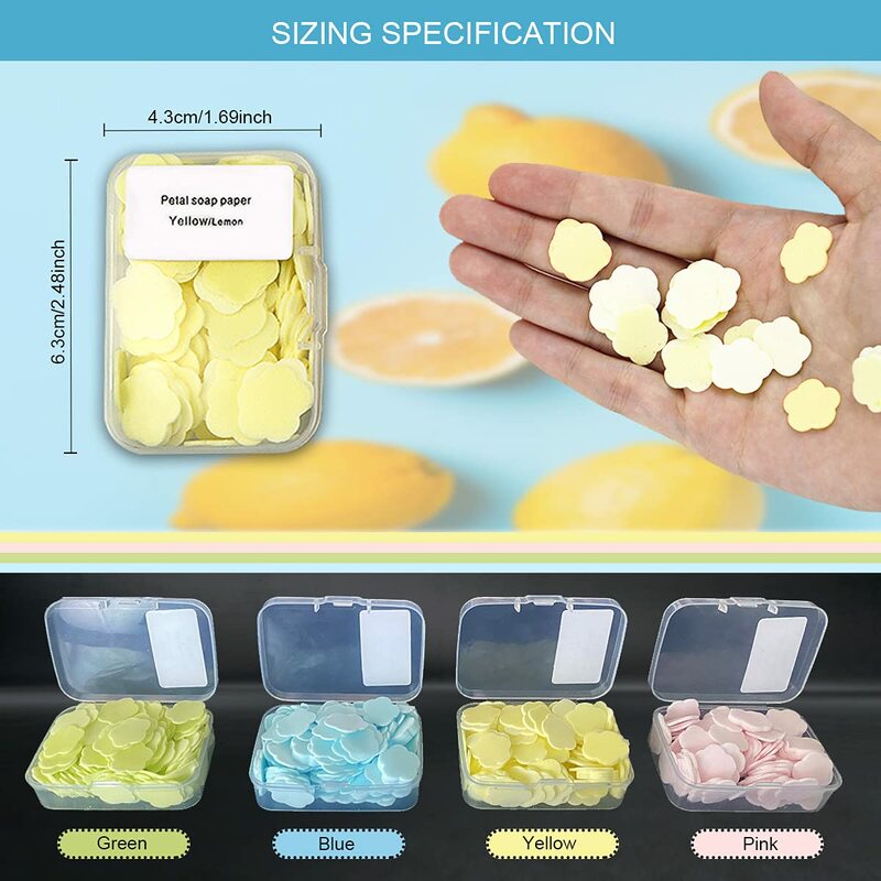 10Boxs 4Colors Disinfecting Soap Paper Mini Cleaning Paper Easy Washing Hand Travel Convenient Disposable Scented Slice Soap