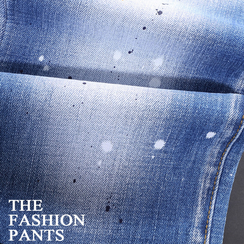 Pantalones vaqueros rasgados para hombre, Jeans Retro, azul claro, lisos, lavados, elásticos, ajustados, diseño Vintage, moda urbana