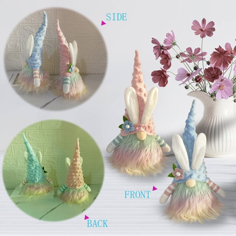 Chapeau décoratif de lapin Gnome de pâques, cadeau de printemps pour enfant, pour l'école, le bureau, le dortoir, accessoire de décoration de table