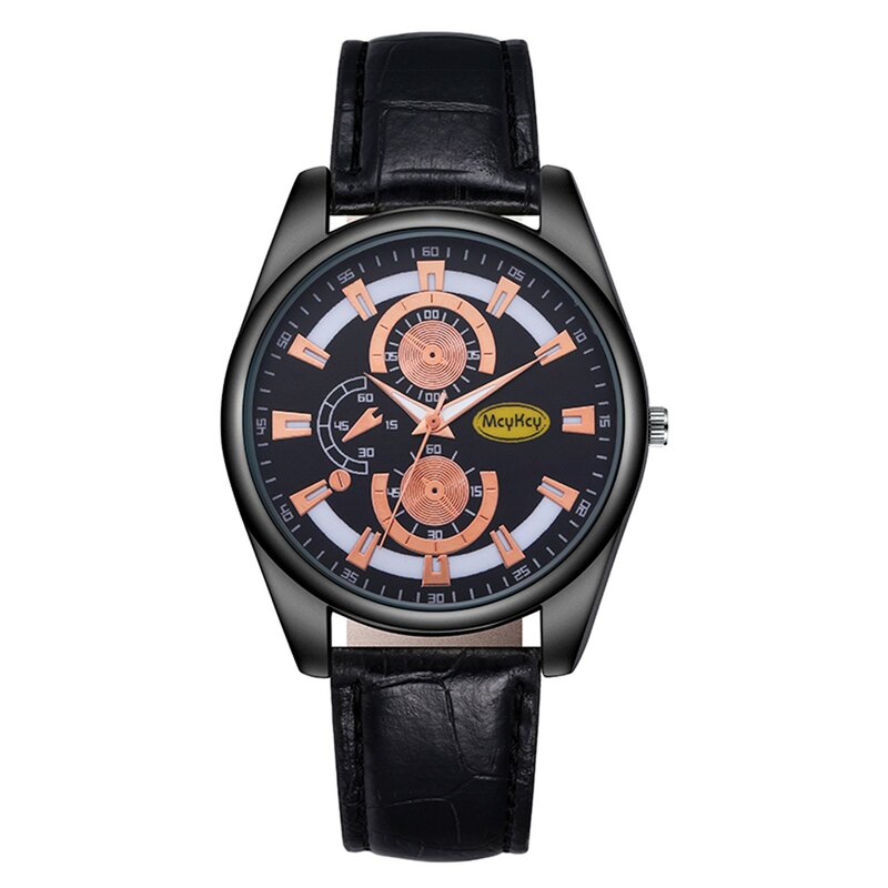 นาฬิกาข้อมือแฟชั่นสำหรับผู้ชายสายหนังแบบเรียบง่ายนาฬิกาควอตซ์นาฬิกาสำหรับนักธุรกิจอุปกรณ์ busana Casual เข้ากับทุกชุดนาฬิกาบุรุษ
