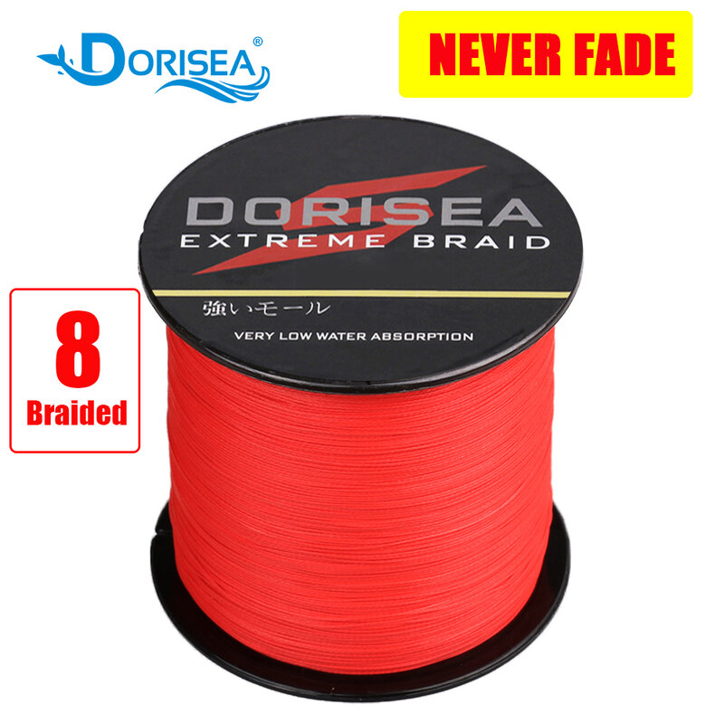 DORISEA "NEVER FADE" nero rosso 8 fili 100M 300M 500M 1000M 2000M PE Multifilame intrecciato lenza da pesca