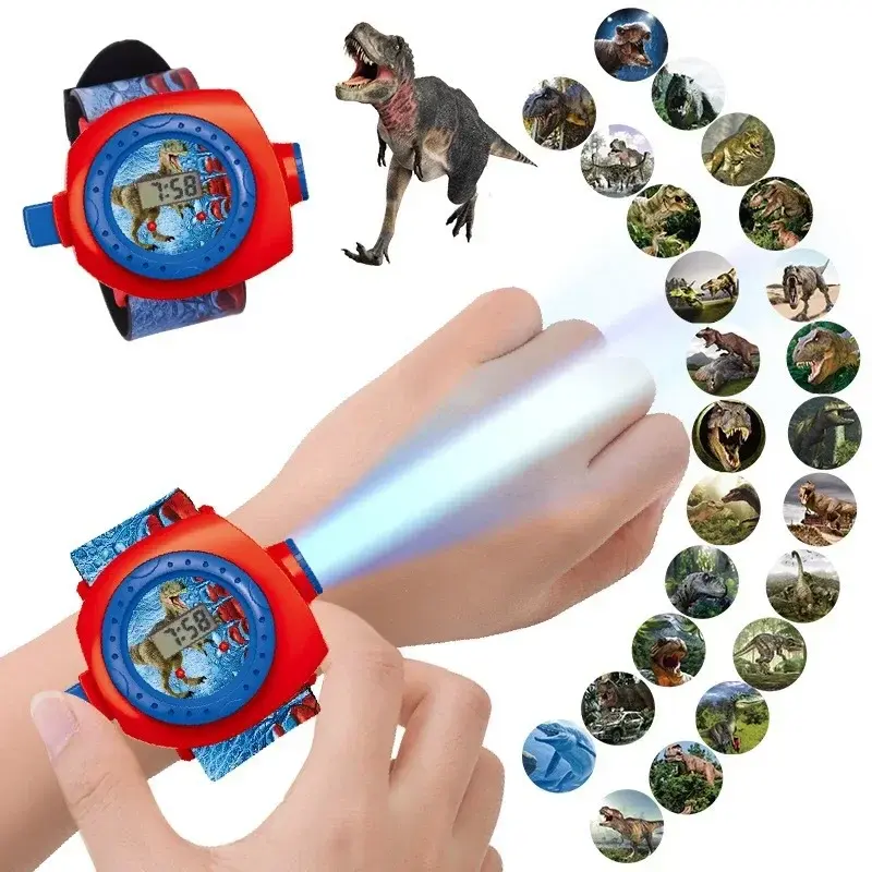 Cartoon 20 Pictures Dinosaur Projection Children Watch Baby Toy Boys Girls Kindergarten Gifts Kids Watches Clock Student Prizes