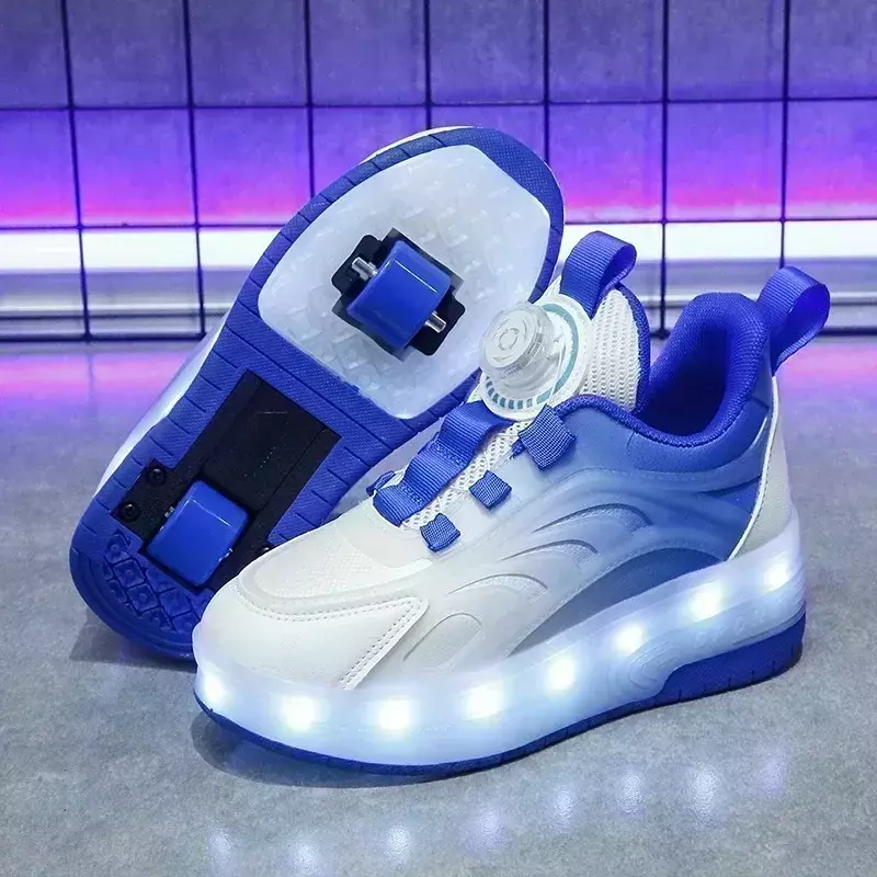 Zapatillas de deporte luminosas recargables por USB para niños y niñas, rueda con luz LED, patines de ruedas para Parkour al aire libre, deportes