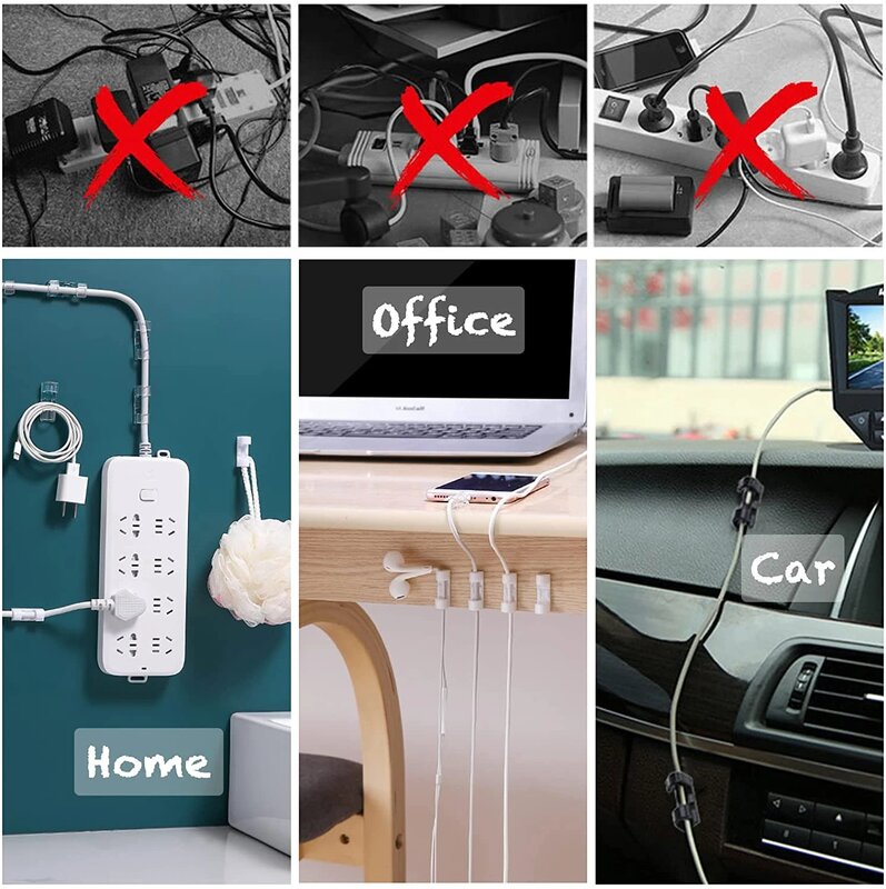 USB 케이블 정리함 클립, 와이어 와인더 거치대 이어폰 마우스 코드 클립, 보호대 관리 접착 후크 데스크 클램프, 20 개, 5 개