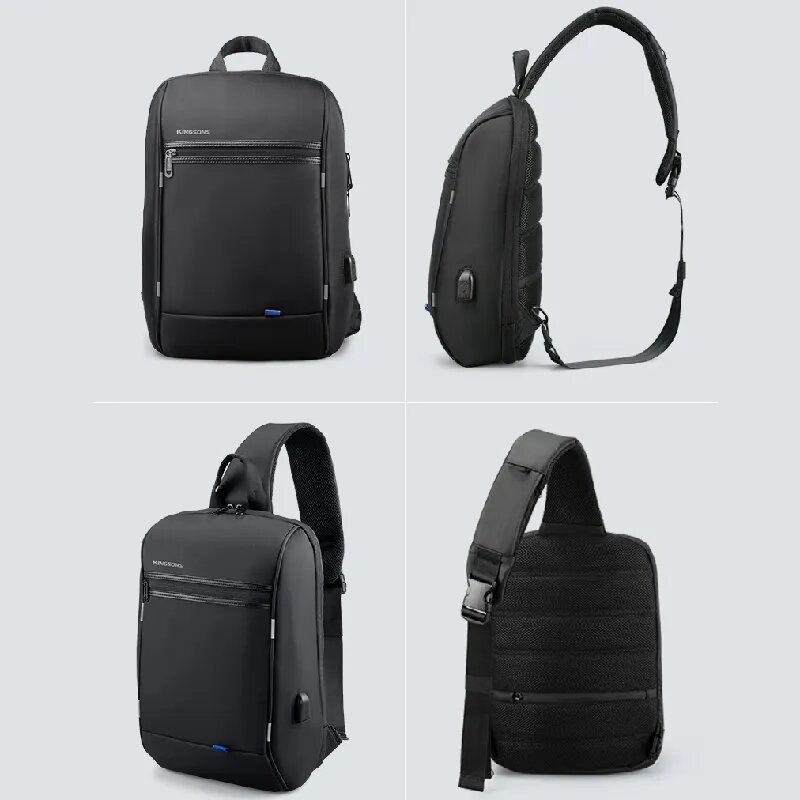 kingsons 13.3 inch Laptop Bag Single Shoulder Sling Bag Men Chest Bag Waterproof Small Crossbody Bag