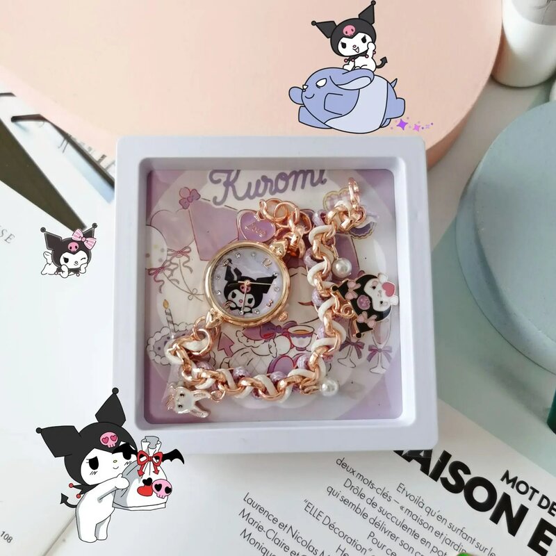 Hot Selling Sanrio Kuromi Jade Guigou Katie Melodie Cartoon Schattig Meisje Student Hanger Armband Horloge Verjaardagscadeau Creatieve Geschenken
