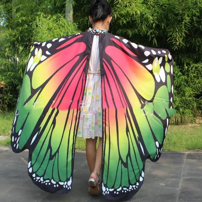 Fantasia de borboleta para meninas, xale arco-íris, tecido macio, favores de festa de Halloween, vestir, atacado, crianças