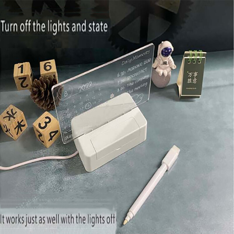 Tablero de mensajes de luz nocturna LED con bolígrafo, decoración de energía USB, lámpara de noche, regalo para niños, novia, lámpara de noche decorativa