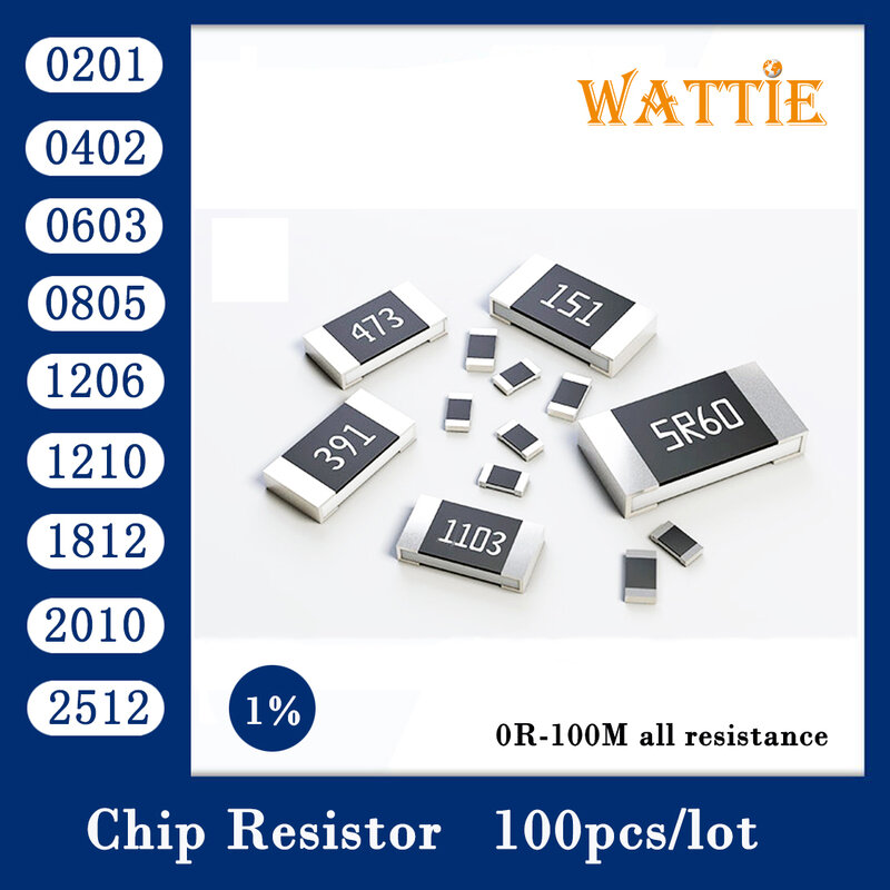 20 piezas de resistencia de chip 1210, 470R, 510R, 560R, 620R, 680R, 750R, 820R, 910R, 1K, 1% K, 1,1 K, 1,2 K, 1,3 K, 1,5 K, 1,6 K, 1,8 K, 3K, 2,2 K