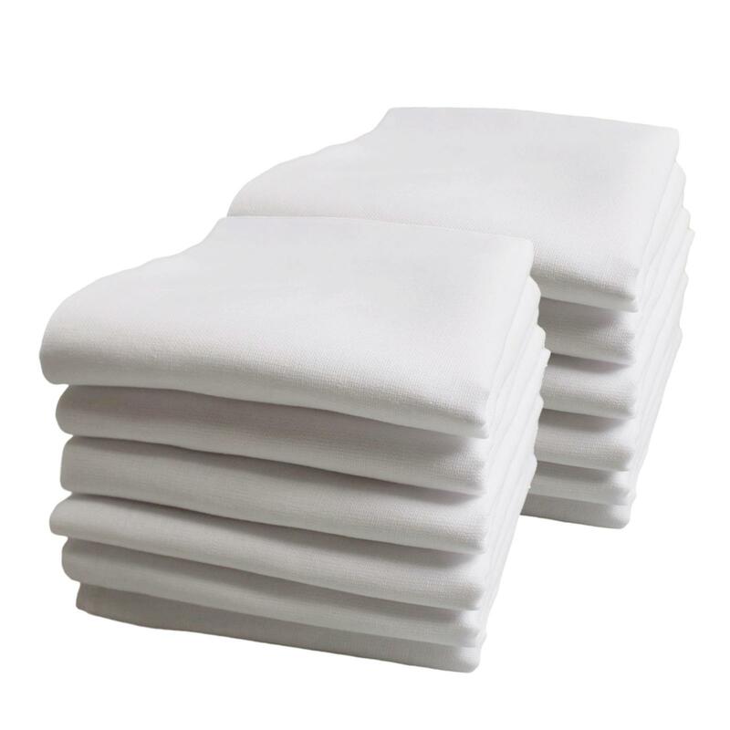 ชุดผ้าเช็ดหน้าสีขาวทึบ12ชิ้นผ้าเช็ดหน้าผู้ชายทรงสี่เหลี่ยมของขวัญสำหรับงานเลี้ยง