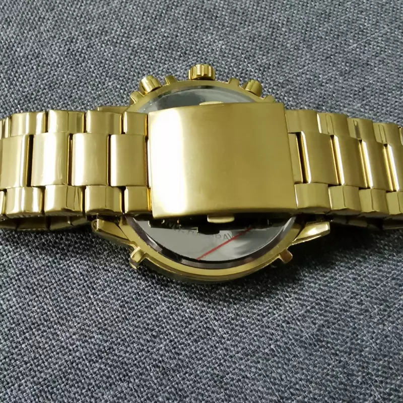 Relógio de ouro homens luxo aço inoxidável quartzo relógios homem cronógrafo esporte masculino relógio à prova dwaterproof água militar relogio masculino