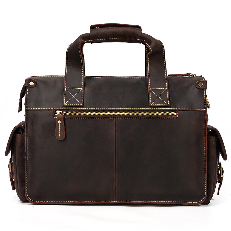 Портфель мужской из натуральной кожи, винтажная сумка для ноутбука из кожи Крейзи Хорс, деловой мессенджер, тоут на плечо для работы