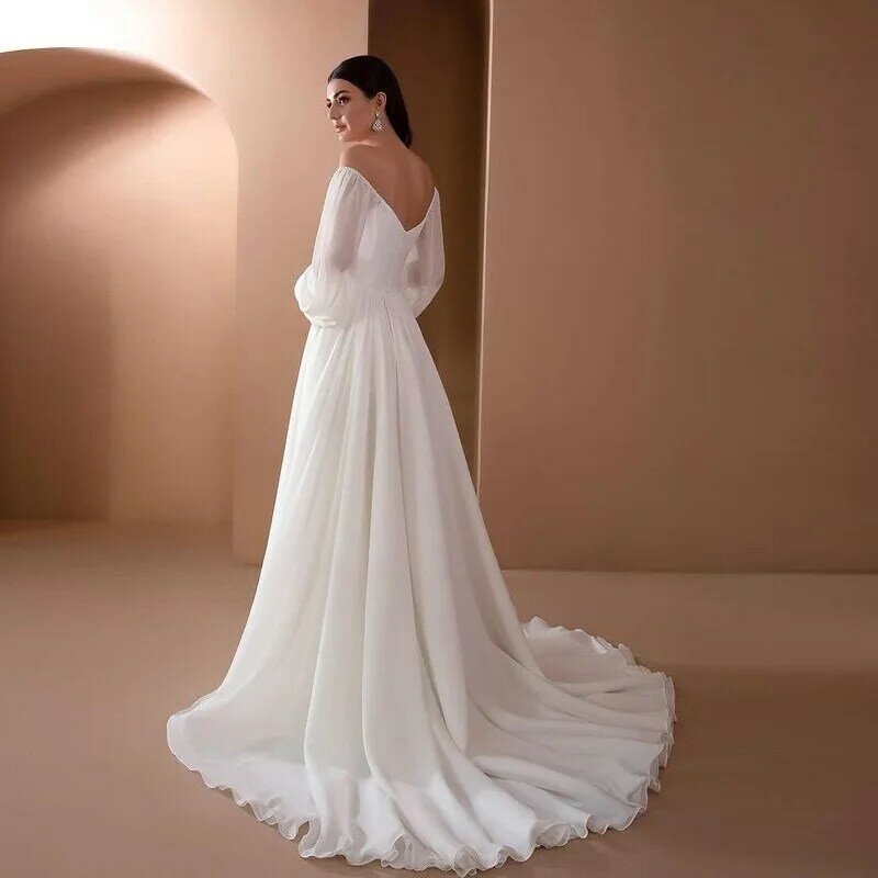 Elegancka, długa bufiaste rękawy białe sukienki Maxi damskie wieczorowe Outfit2023 jesień moda bez ramiączek bez pleców długość do podłogi sukienka