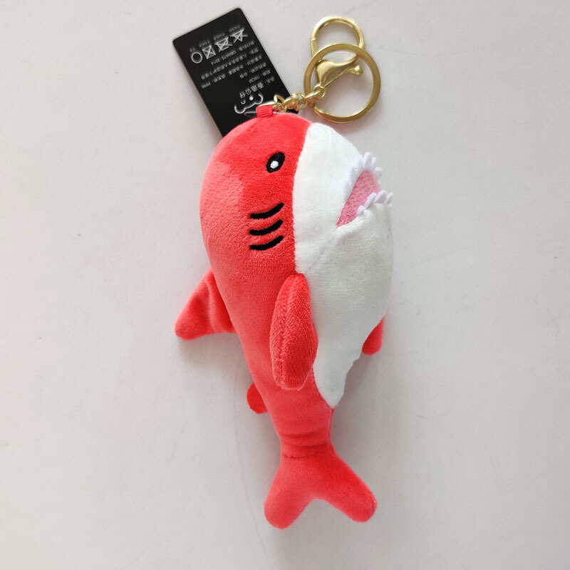 Cute Creative Simulation Tubarão Plush Brinquedos, Chaveiro Pingente, Soft Cartoon Animais, boneca de pelúcia, mochila, saco Charm, Kids Gift