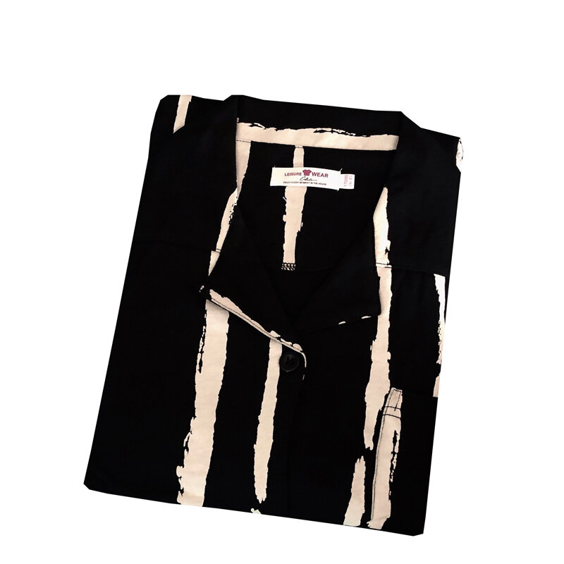 女性用ストライプコットンパジャマセット,黒の半袖トップ,ライト,家庭用の豪華なブティックウェア,夏,2022