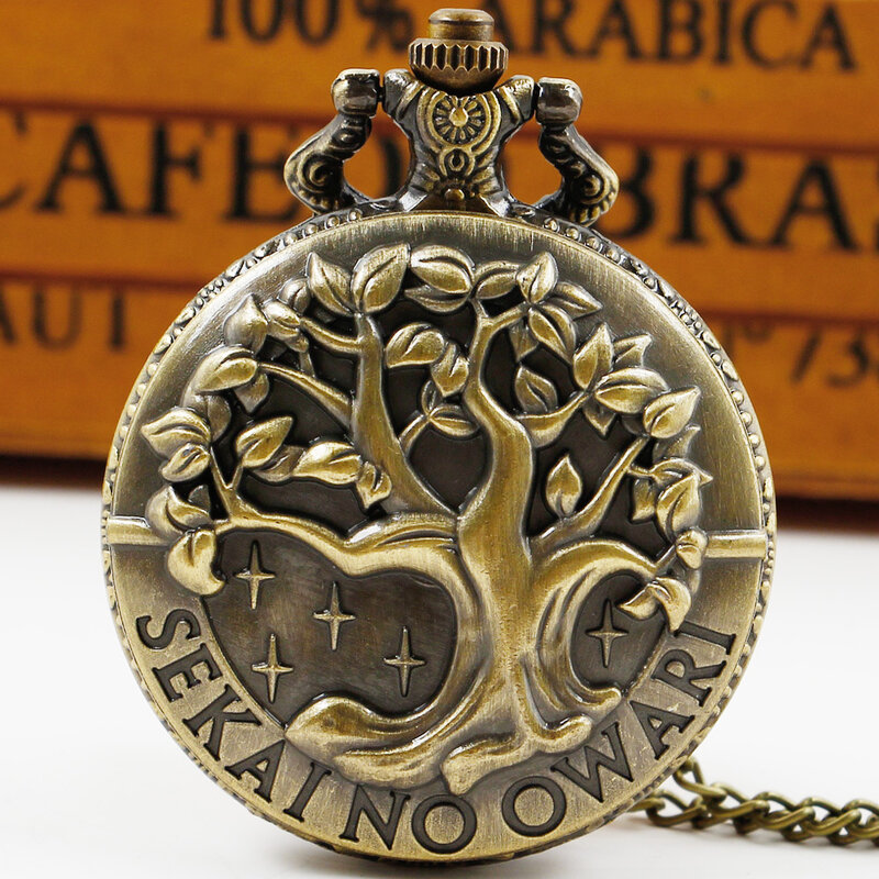 Orologio da tasca con motivo albero della vita in bronzo orologio da taschino con collana antica con orologio al quarzo a catena per uomo donna