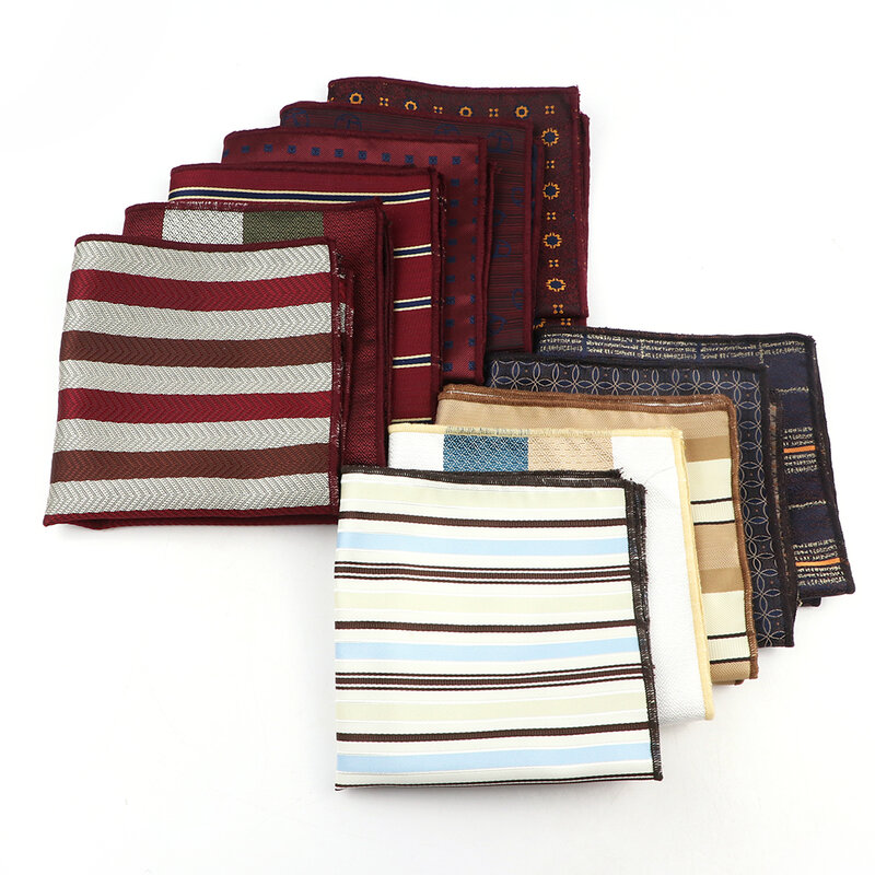 Men's Elegantly Polyester Pocket Squared Handkerchief Brown Striped Hankerchief Party Daily Wear Suits Tie In Accessories Gifts