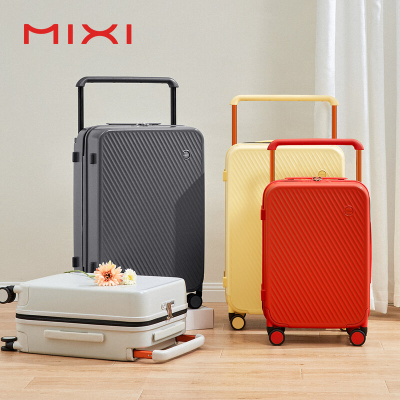 Mixi-maleta con asa ancha para hombre y mujer, equipaje de viaje de 24 ", ruedas rodantes, 20", diseño de charol rígido M9276