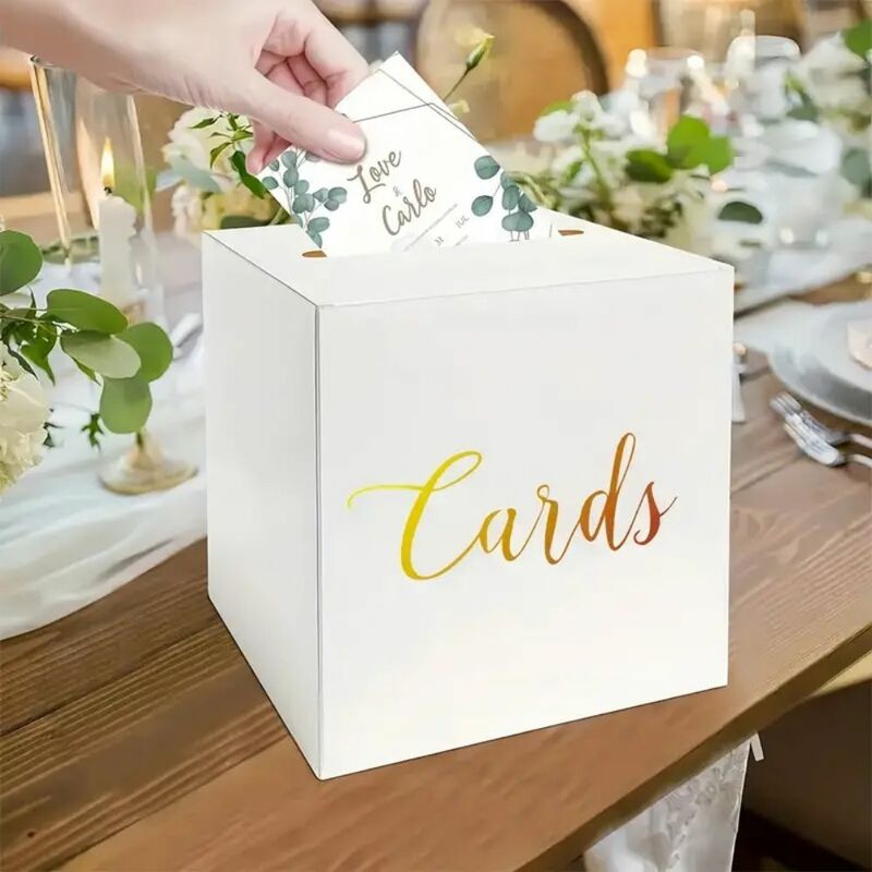 White Wedding Voting Card Box Cardboard Card Box Reception Envelope Money Card Receiving Box Wedding Birthday Party Decoration
