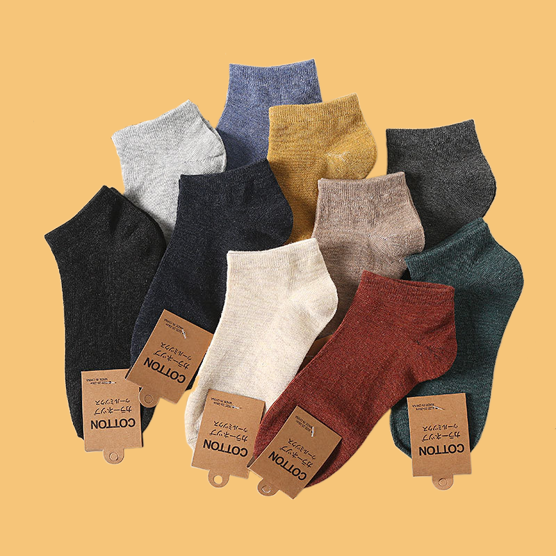 5 Pairs Men‘s Low Tube Business Socks Soft Breathable Solid Colors Male Boat Socks Spring Autumn Comfortable Cotton Ship Socks