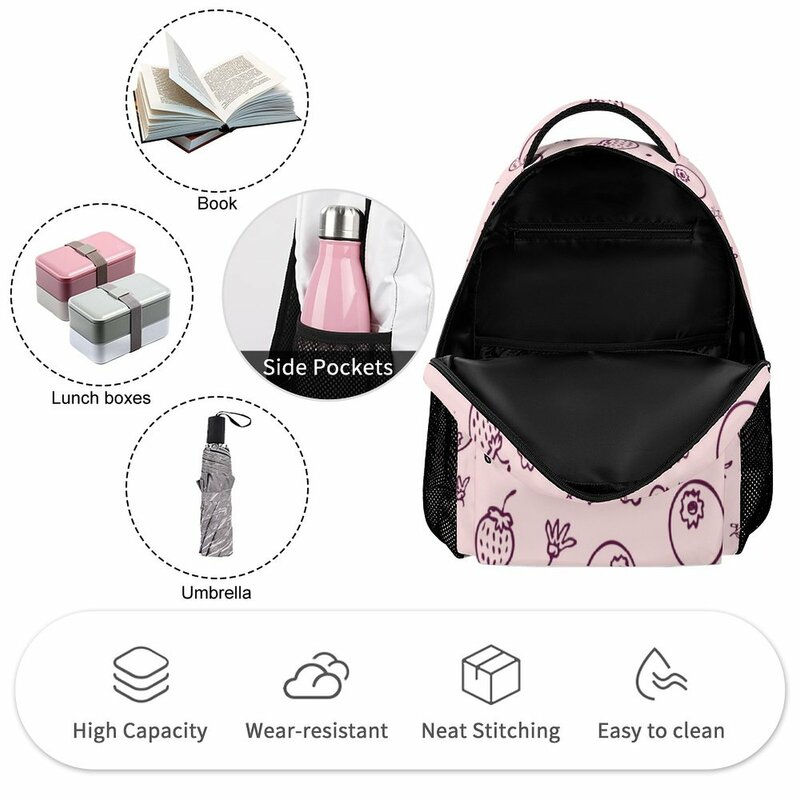 Mochila con patrón personalizado para niñas, estuche escolar con estampado Simple rosa, estuche para lápices de gran capacidad, bolsa de viaje de ocio