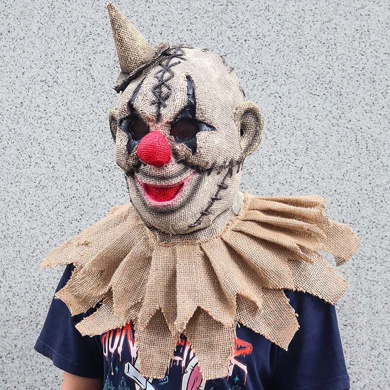 Máscara de payaso de lino de Terror para Halloween, sombrero de payaso de retorno de ALMA, disfraz de Pascua, accesorios de actuación