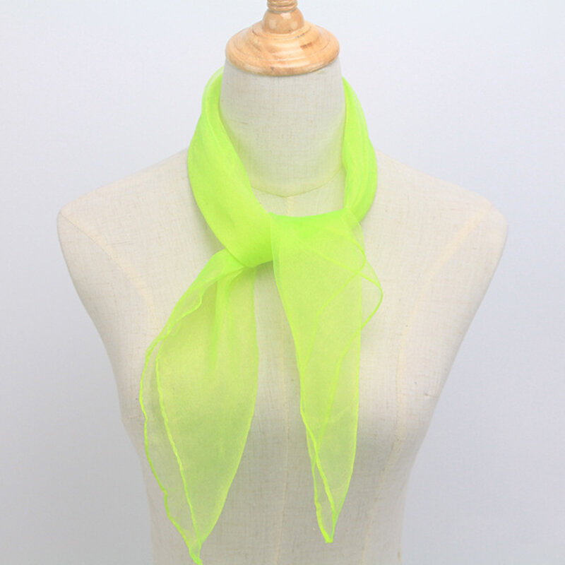 Petit foulard en soie pour femme, 60cm, carré, danse, couleur bonbon, rouge, jaune, violet, vert