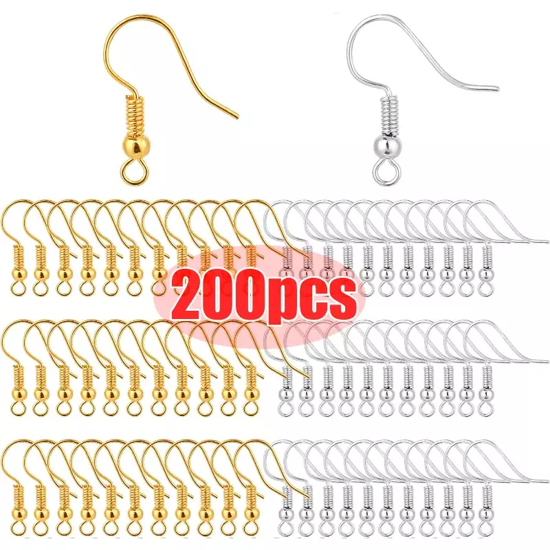 100/200pcs DIY Earring Findings Earrings Clasps Hooks Stainless Steel Hypoallergenic Earring Making Accessories Hook Earwire