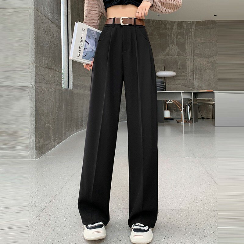 FjWomen-Pantalon crayon droit taille haute pour femme, style coréen, basique de document solide, avocat, printemps, nouveauté, 2024, W1733