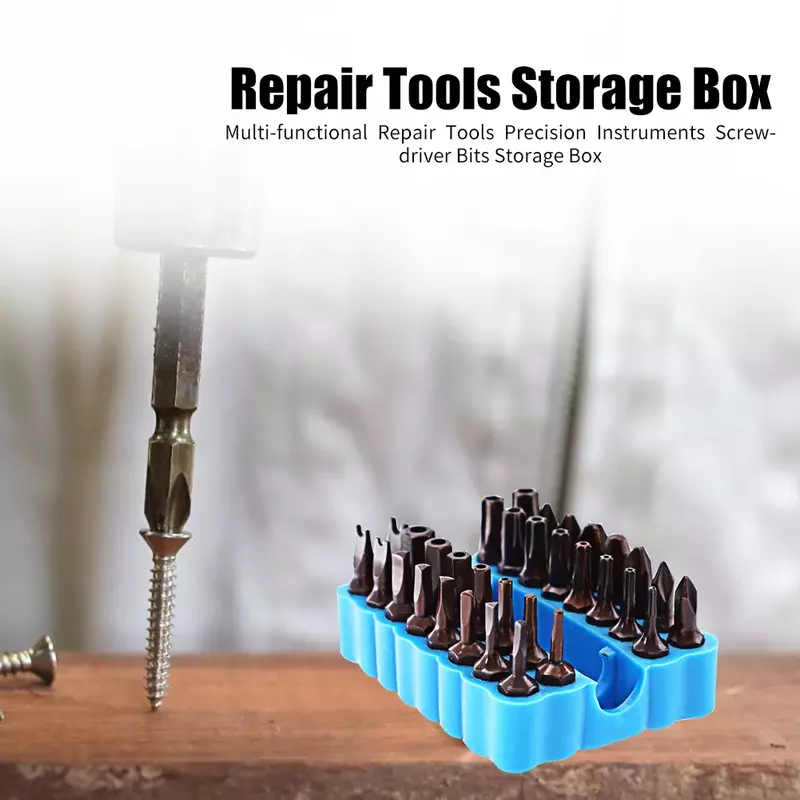 2pcs Multi-functional Screwdriver Wrench Hexagonal Shank Bits Organizer Repair Tools Storage Box (excluding batch head)
