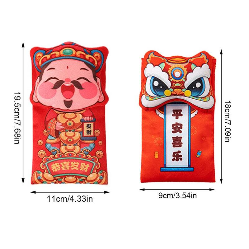 Amplop merah Tahun Baru Cina, kartun lucu amplop Naga Tahun merah paket Festival Musim Semi Hongbao untuk hadiah anak-anak