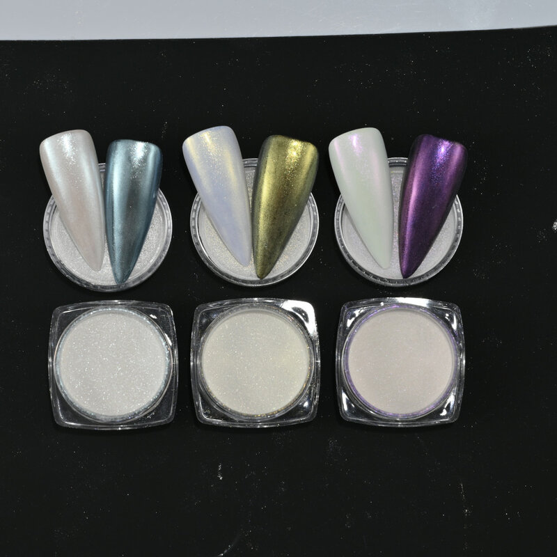 Pearl White Nails Glitter Aurora - Hailey Bieber Nails Moonlight Powders Fritillary Shell Mirror Pigment Nail Decoration